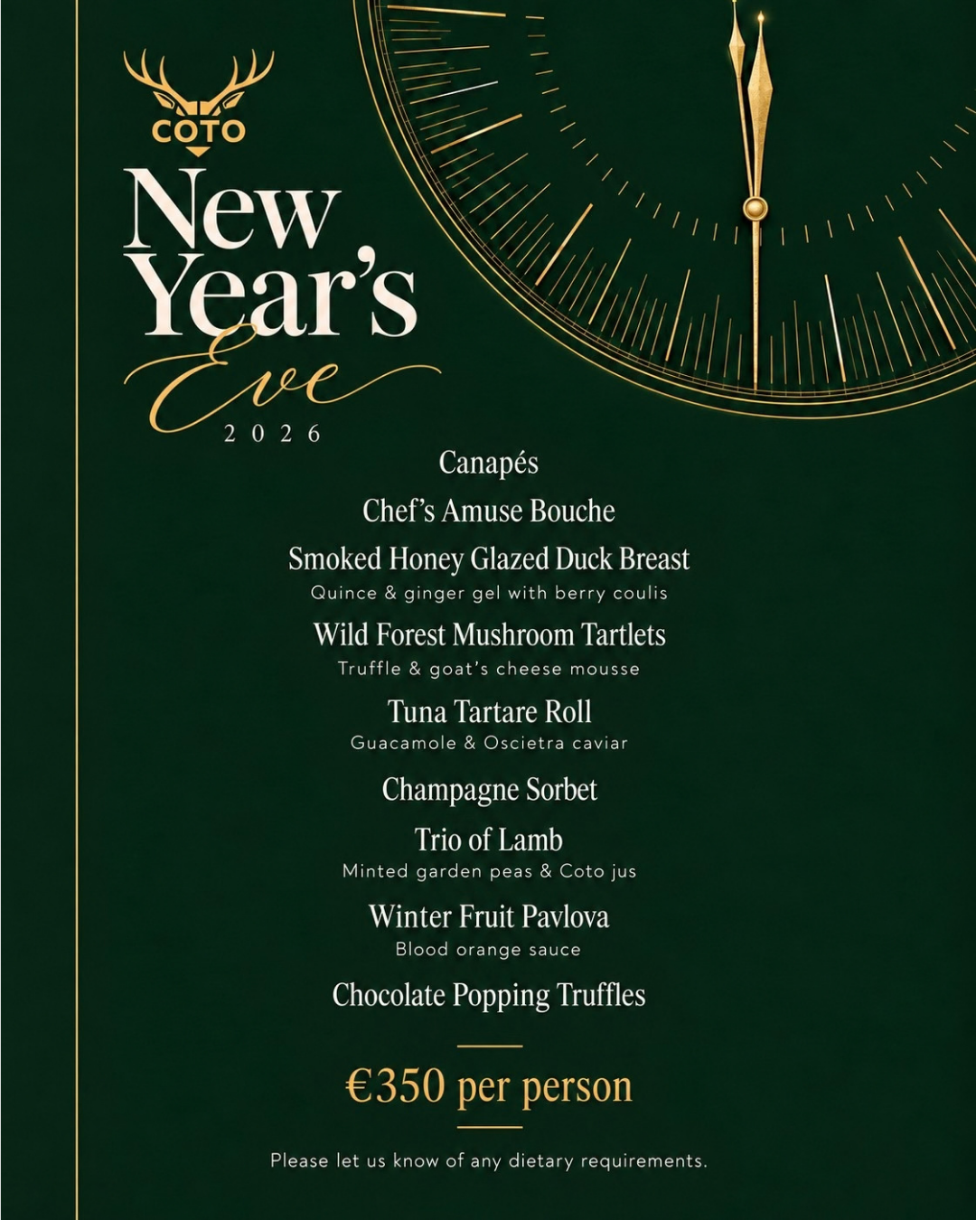 New years eve menu marbella