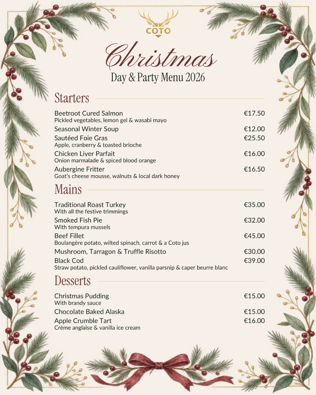 Christmas Menu Marbella