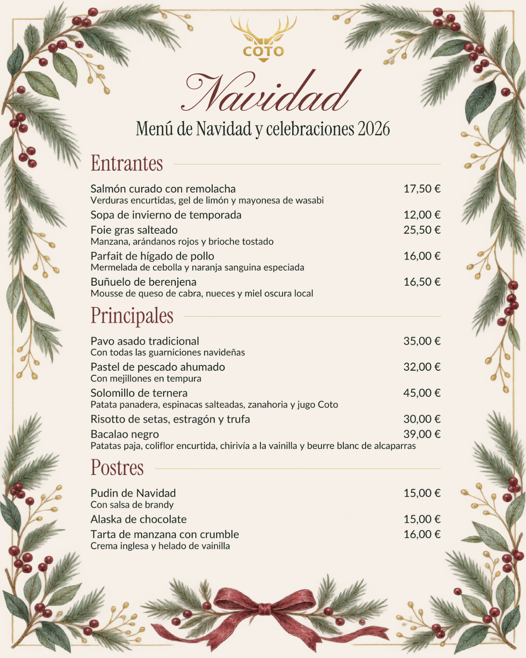 Menu de navidad marbella
